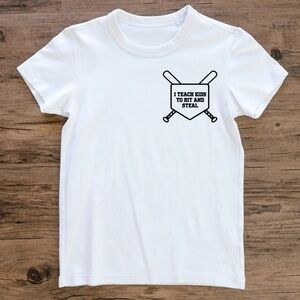 White Short Sleeve Tee with Crew Neck and Sporty Graphic